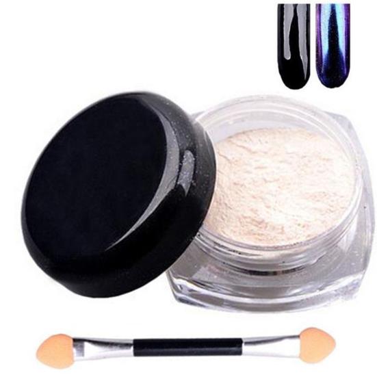 Speil kromeffekt pulverpigment neglekunstmanikyr med dobbel endebørste