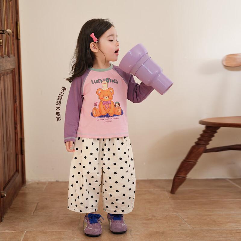 LUSON Little O Baby Girl's 2026 Spring Raglan Sleeve Cartoon T-Shirt