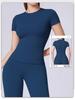 Nude Feel Quick-Dry Waist-Cinching Yoga Top - Short Sleeve