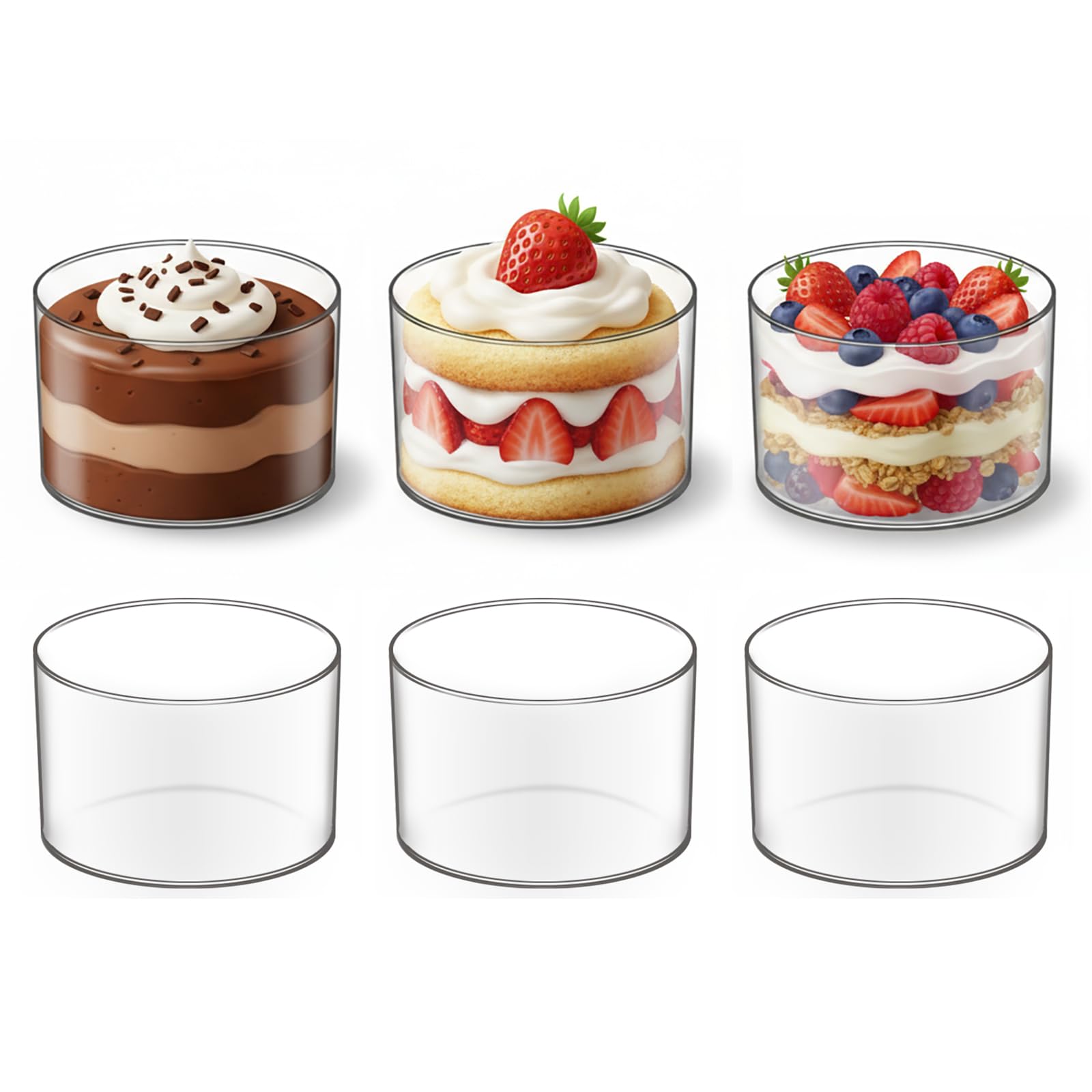 FGIUKC Glass Pudding 190ml 8cm Pudding Pudding Jelly Set of for DIY Home Parties Heat-Resistant Cups, Capacity, Reusable, Round, Diameter, Containers,