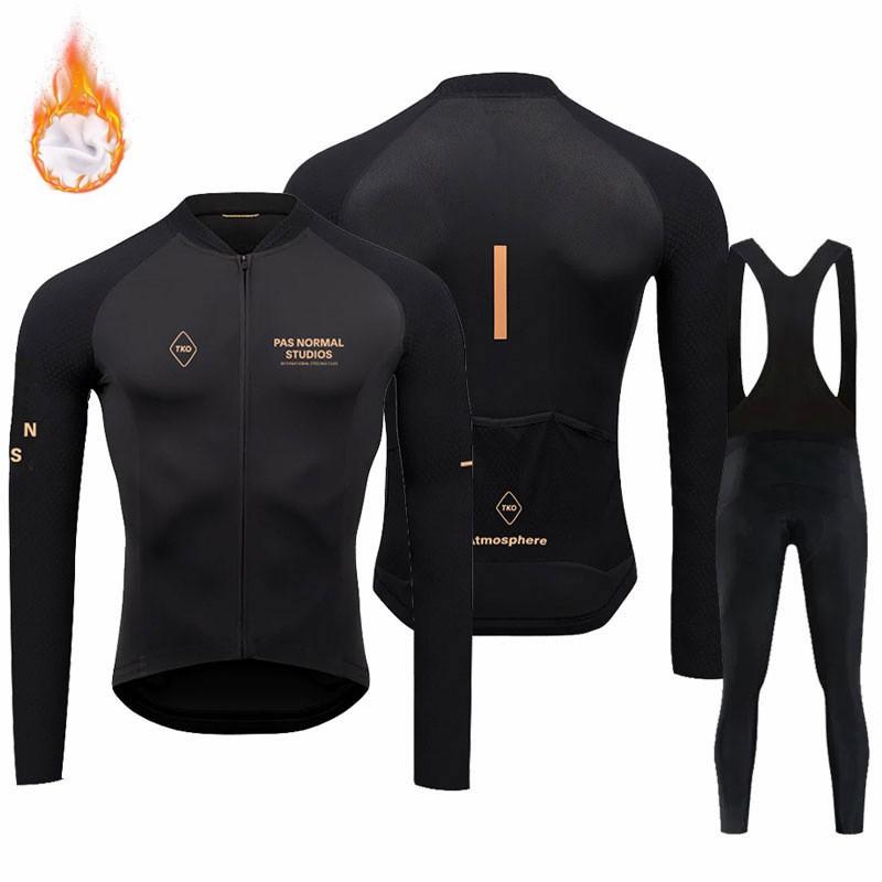 Mens Fleece Thermal Cycling Jacket Pants Set Winter Warm Outdoor Sports Wear Biking Skiing Snow Activities