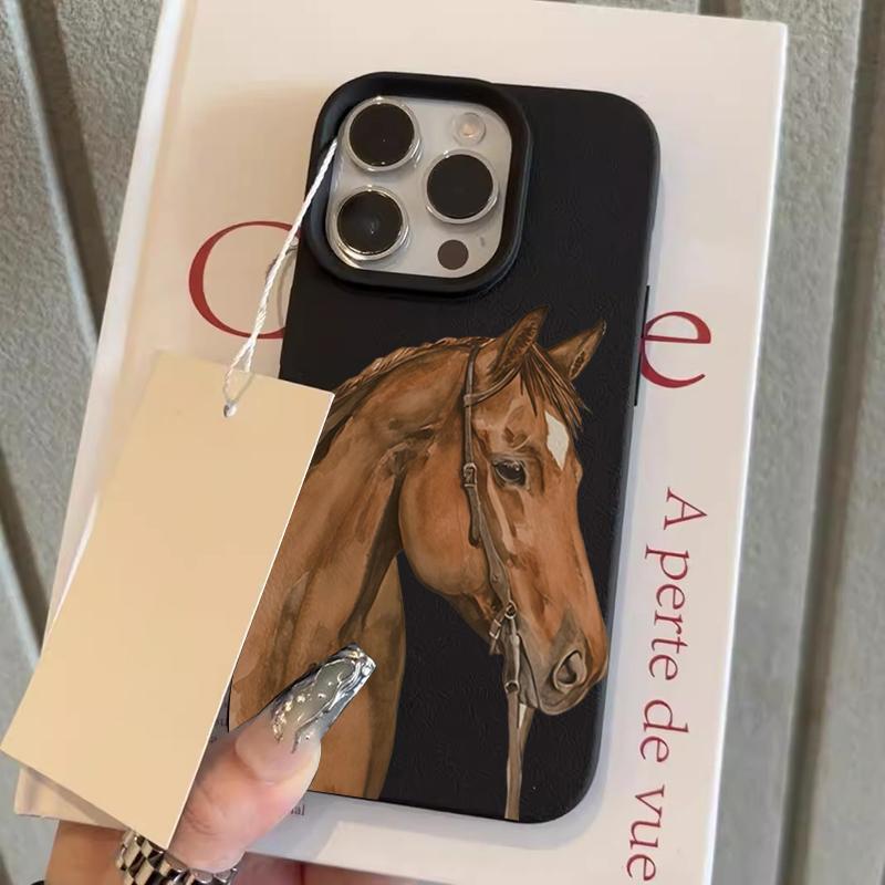 

Brown Horse Pattern Lychee Texture Phone Case for Samsung Galaxy A55 A35 A25 A15 5G A24 A23 A32 A52 A71 A72 A51 4G Cover A50 A50S A30S