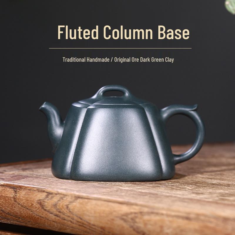 

Handcrafted Yixing Original Zisha Teapot with Ribbed Pillar Base - Premium Tea Brewing Set Gift Box