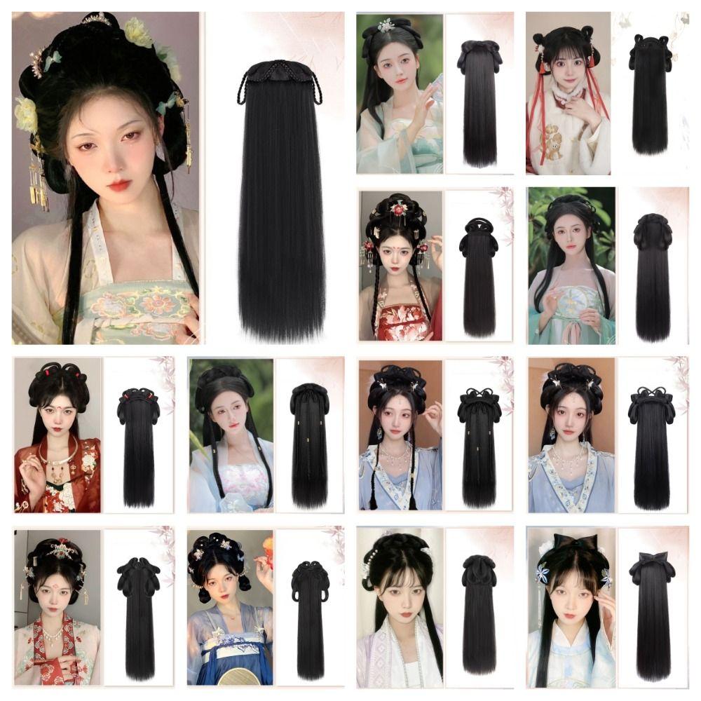 Vintage Headwear Hanfu Wig Headband Long Hanfu Cosplay HairPieces Chinese Ancient Wig Women