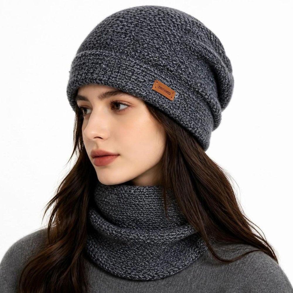 Thicken Soft Beanie Hat Windproof Coldproof Ear Protection Fashion Hat Scarf Set for Women and Men