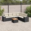 VidaXL Garden Lounge Set 7 Pcs with Cushions Black Wicker 3225461