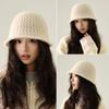 Autumn Winter Knitted Bucket Hat Women's Curling Imitation Hand Hook Hollow Fisherman Hat Warm Ear Protection Basin Hat