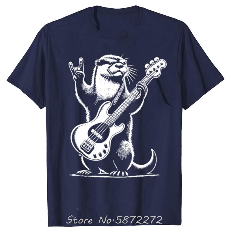 

Rock N Roll Otter Playing Guitar Cotton Fitness Tshirt Oversized T Shirt Unisex Tshirt Graphic Tees Mens Clothing Streetwear S