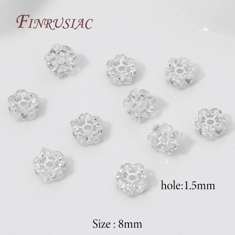 2/4/6pcs 18K Gold Plated Round Flower Beads with Zircon,Metal Separator Beads,Decorative Beads DIY Bracelets Jewelry Accessories