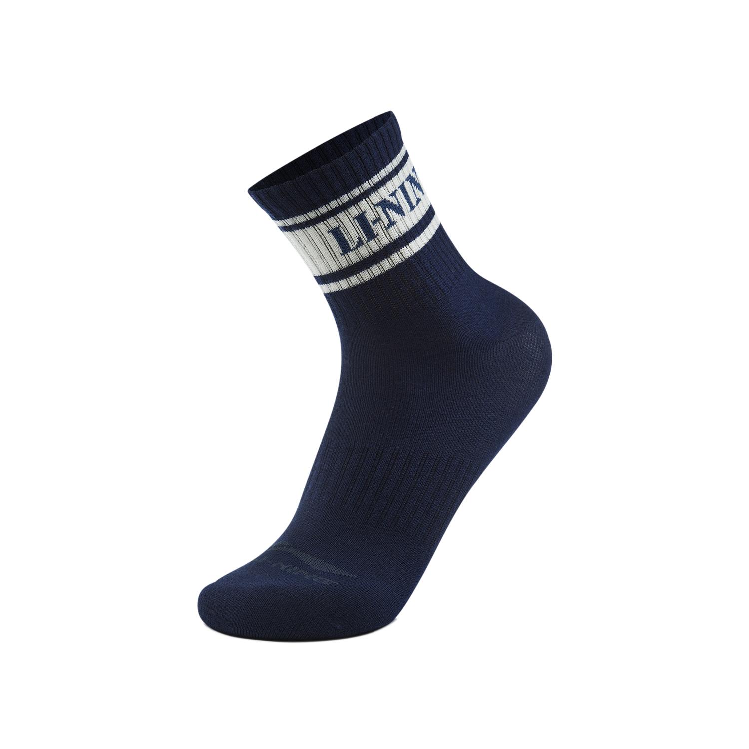 Li Ning Sports Trendy Collection Crew Socks Unisex 1 Pack Dark Iris Blue AWSU319-5 L