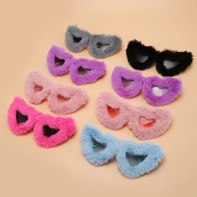 New Fashion Glasses Plush Love Sunglasses Peach Heart Dance Party Funny Heart Sunglasses