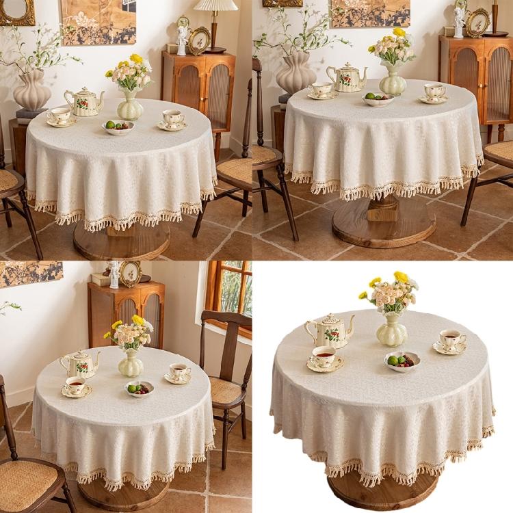 Wipe Cleaning Dining Table Protectors Jacquard Pattern Tassels Accent Sturdy Polyester Home Decoration