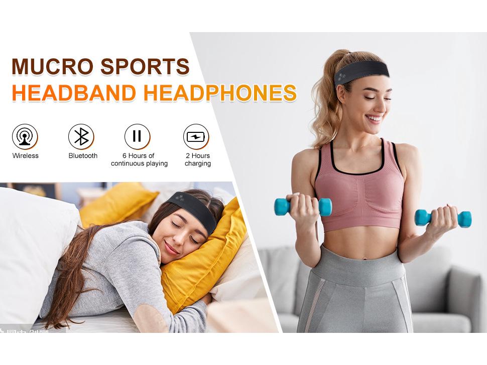 Wireless Bluetooth Yoga Headband Earbuds & Sleep Eye Mask with Ultra-long Standby
