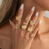 SHIXIN 8Pcs/Set Trend Gold Color Cross Virgin Mary Open Ring Women 2026 Exquisite Heart Inlaid Diamond Finger Ring Charm Jewelry