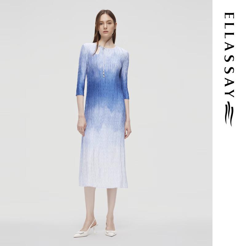 

ELLASSAY 2025 Early Spring New Chinese Style Gradual Dyeing Mid-length Dress XS