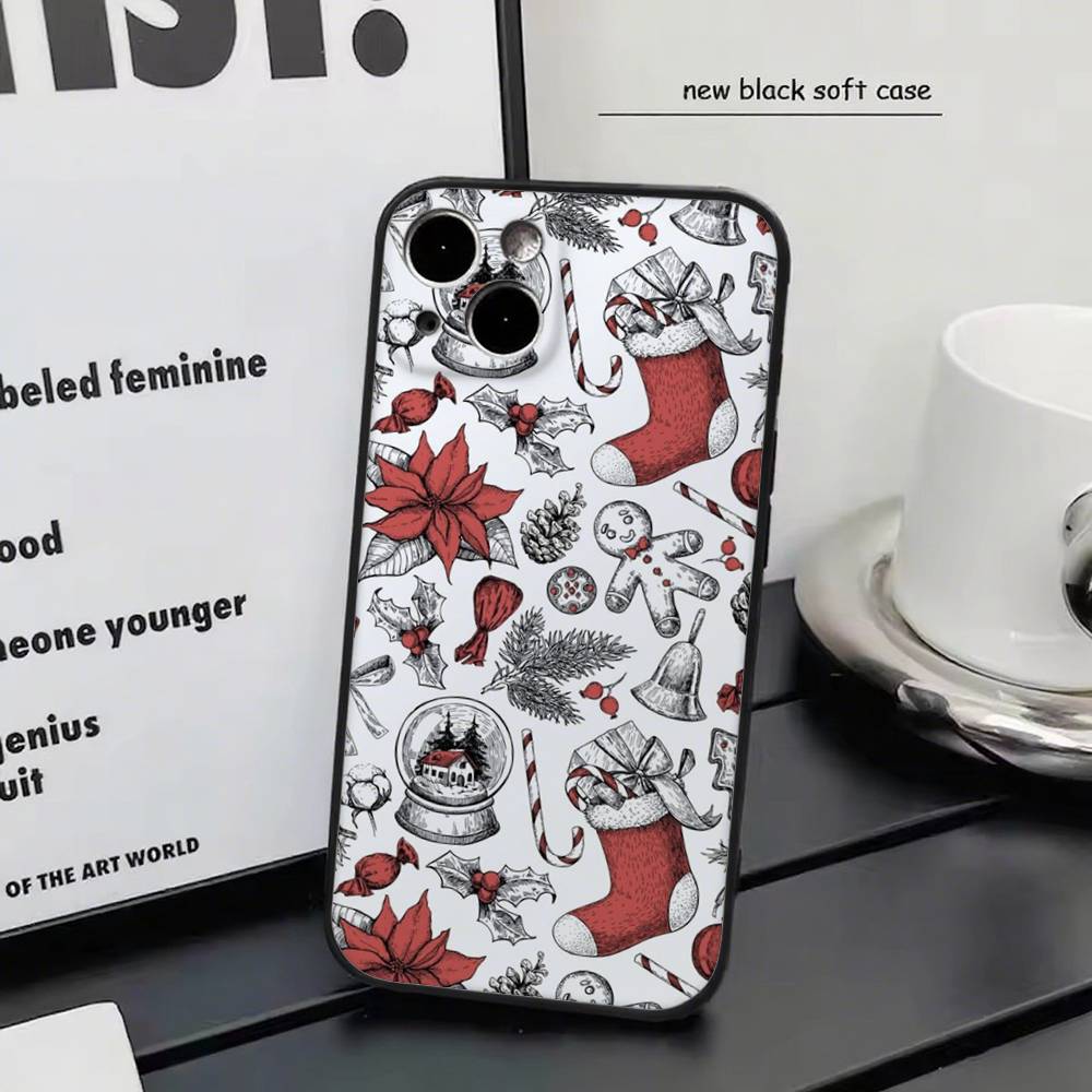 

Merry Chrismas For iPhone 17 air 16 15 14 13 12 11 Pro Black Soft Cover Phone Case iphone 14 Pro