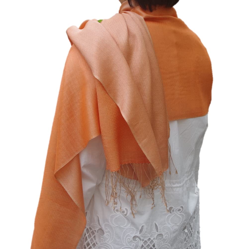 

reversible silk and wool shawl for spring and lightweight shawl all over the x Large, summer, unisex, [.a world] (orange beige)