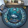 Ocean Life Glass Round Area Rug Under Office Chairs Bedroom Living Room Home Decor