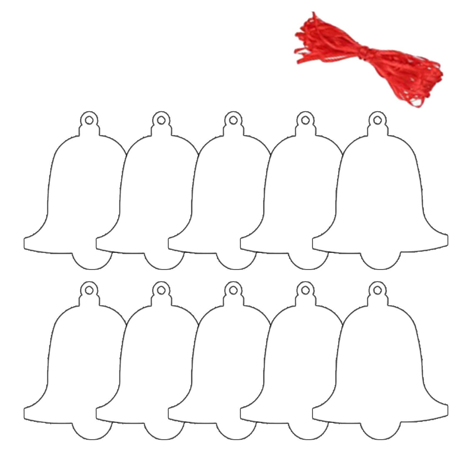 

10 шт., акриловые елочные украшения, заготовки, прозрачный акриловый подвесной кулон, украшения для рукоделия, украшения для рождественской елки с красной лентой One Size