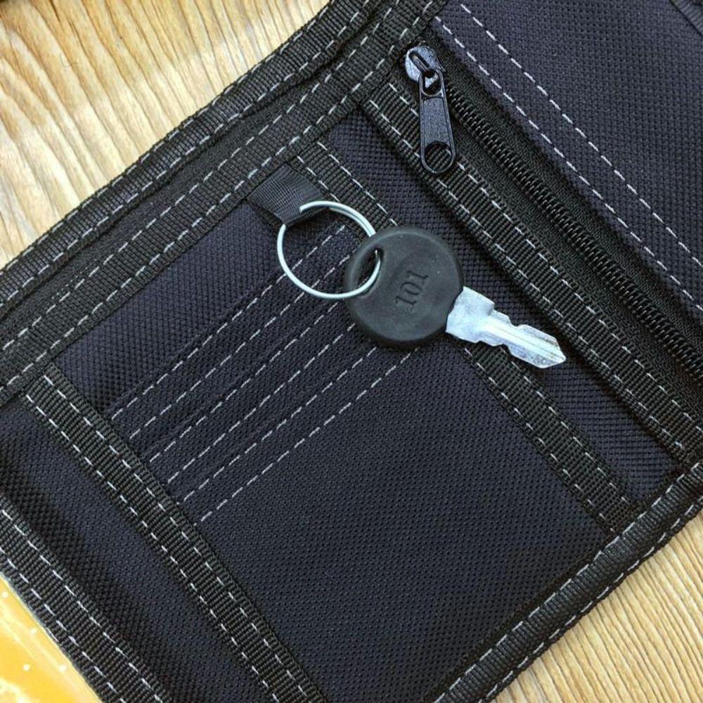 Touch Fastener Men's Short Wallet Black 3 Fold Purse Vertical Design Male  Coin Pocket  Daily Use