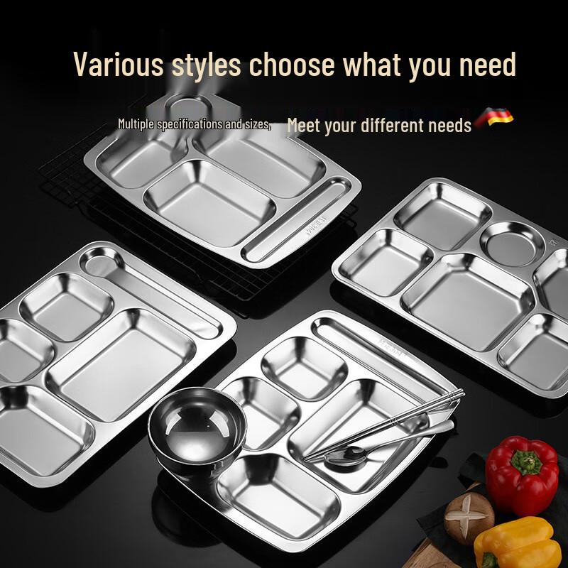 304 Stainless Steel Multi-Compartment Meal Tray