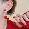 Fashion Atmospheric Red Velvet Bow Earrings Femininity Sweet Flower Long Fringed Versatile Earrings