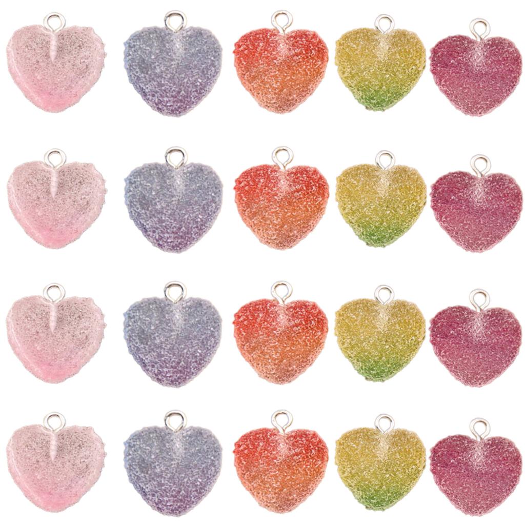 20Pieces Vibrant Bear Heart Star Charm Set Unique Resin Cartoon Pendants for Crafting Custom Necklaces and Bracelets