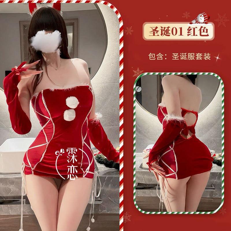 Sexy Lingerie Christmas Hip Tight Uniform Sweetheart Pure Desire Sexy Tube Top Velvet New Suit