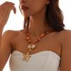 2026 European Cross-Border Starfish & Shell Alloy Necklace - Retro Summer Mermaid Design