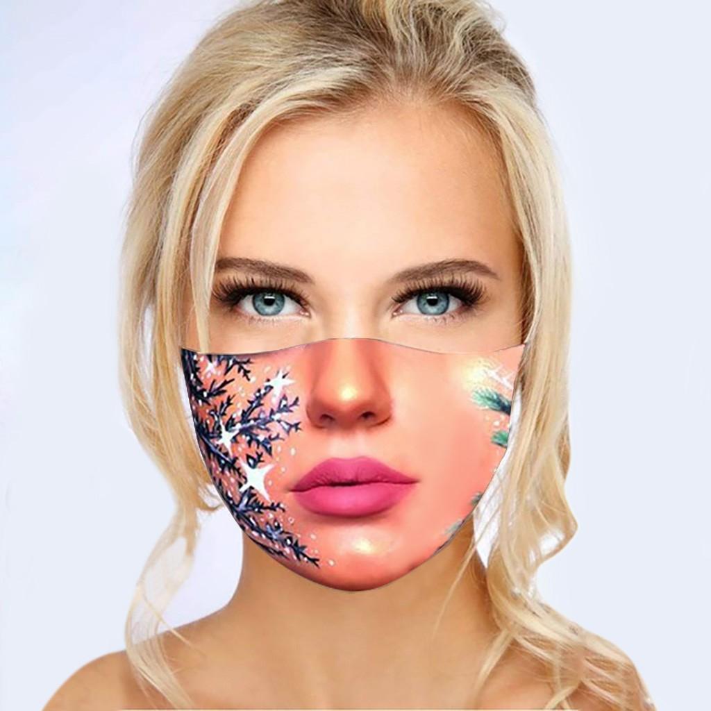 Reusable Dust Mask with Exaggerated Makeup Print for Women Washable Face Covering Adjustable Ear Loops Comfortable Fit