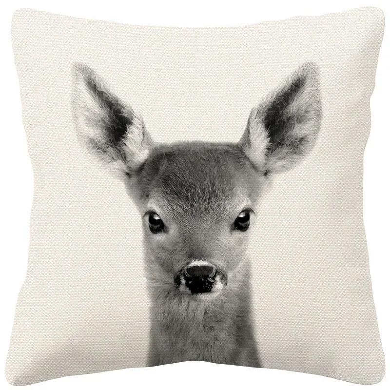 Pug Dog Tiger Animal Hand Painting Cushion Cover Beige Linen Throw Pillowcase Decorative Pillows For Sofa 40x40cm 50x50 45x45