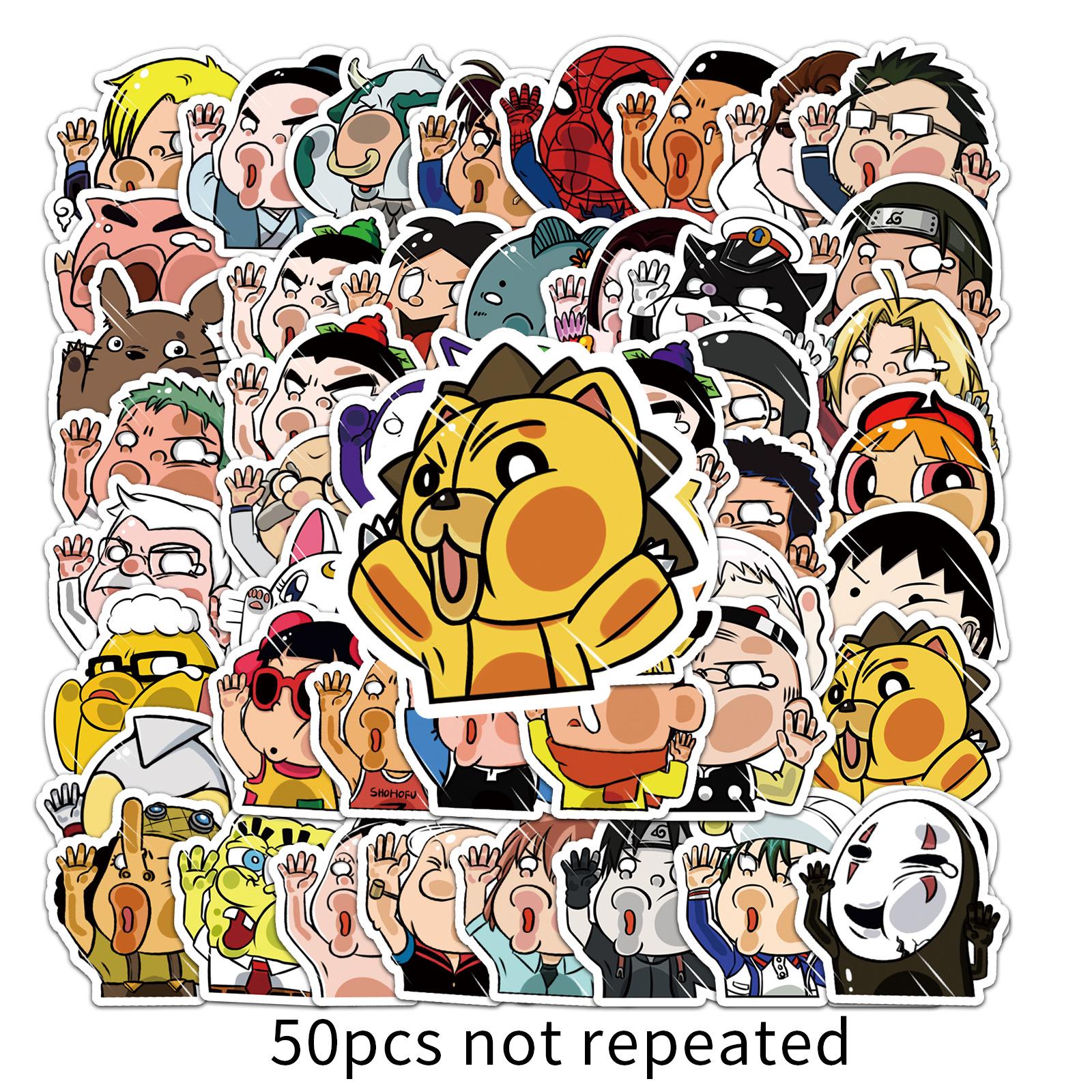 Glass Series Cartoon Creative Stickers: 50 Waterproof Sheets for Notebook, Laptop, Suitcase, Trunk, and Car