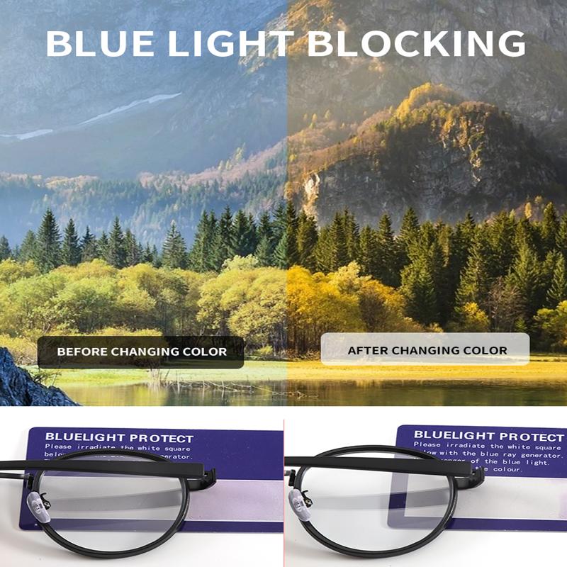 Dual Circle Retro Round Frame Reading Glasses Anti Blue Light Simple Elegant Eyewear for Middle-Aged Elderly