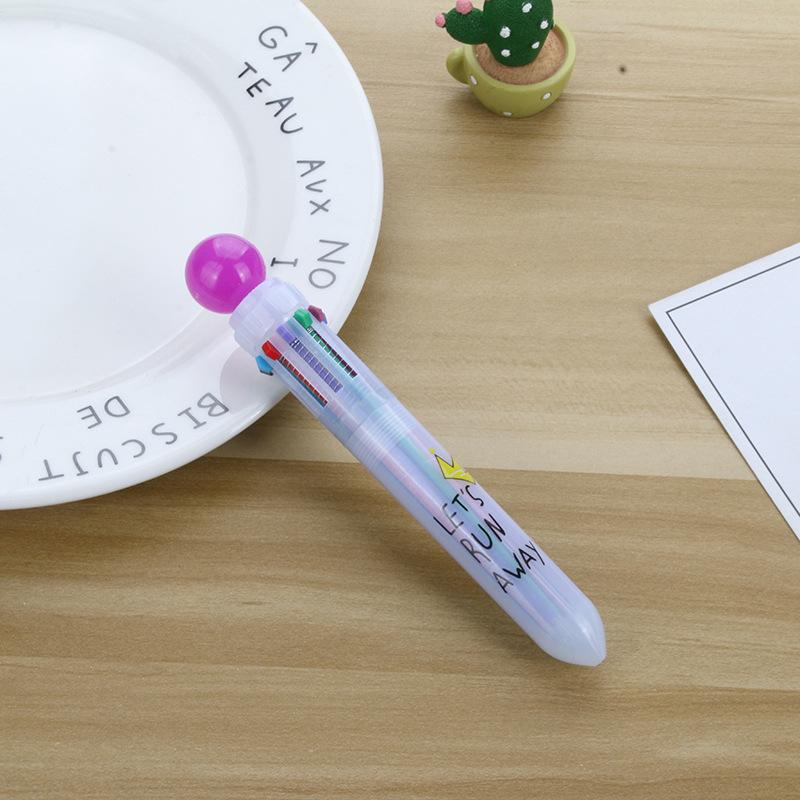 Ten-color Ballpoint Pen Girl Heart Cartoon Press Multi-color Pen Multi-function Color Handbook Pen Creative Cute Pen