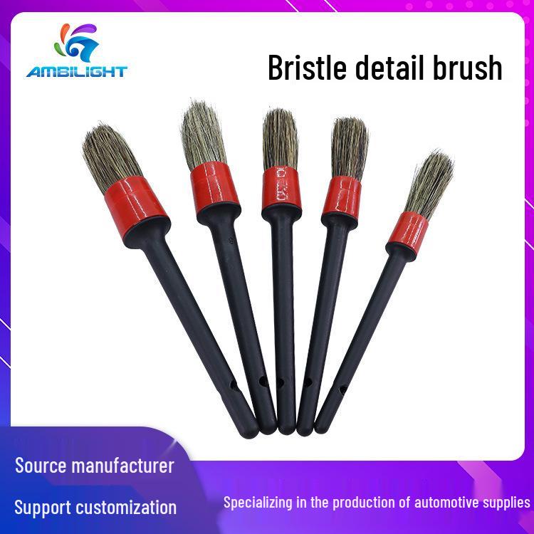Canjie Car Cleaning Brushes: Soft Bristle, Detail & Vent Cleaner 5-piece in PP Bag красный