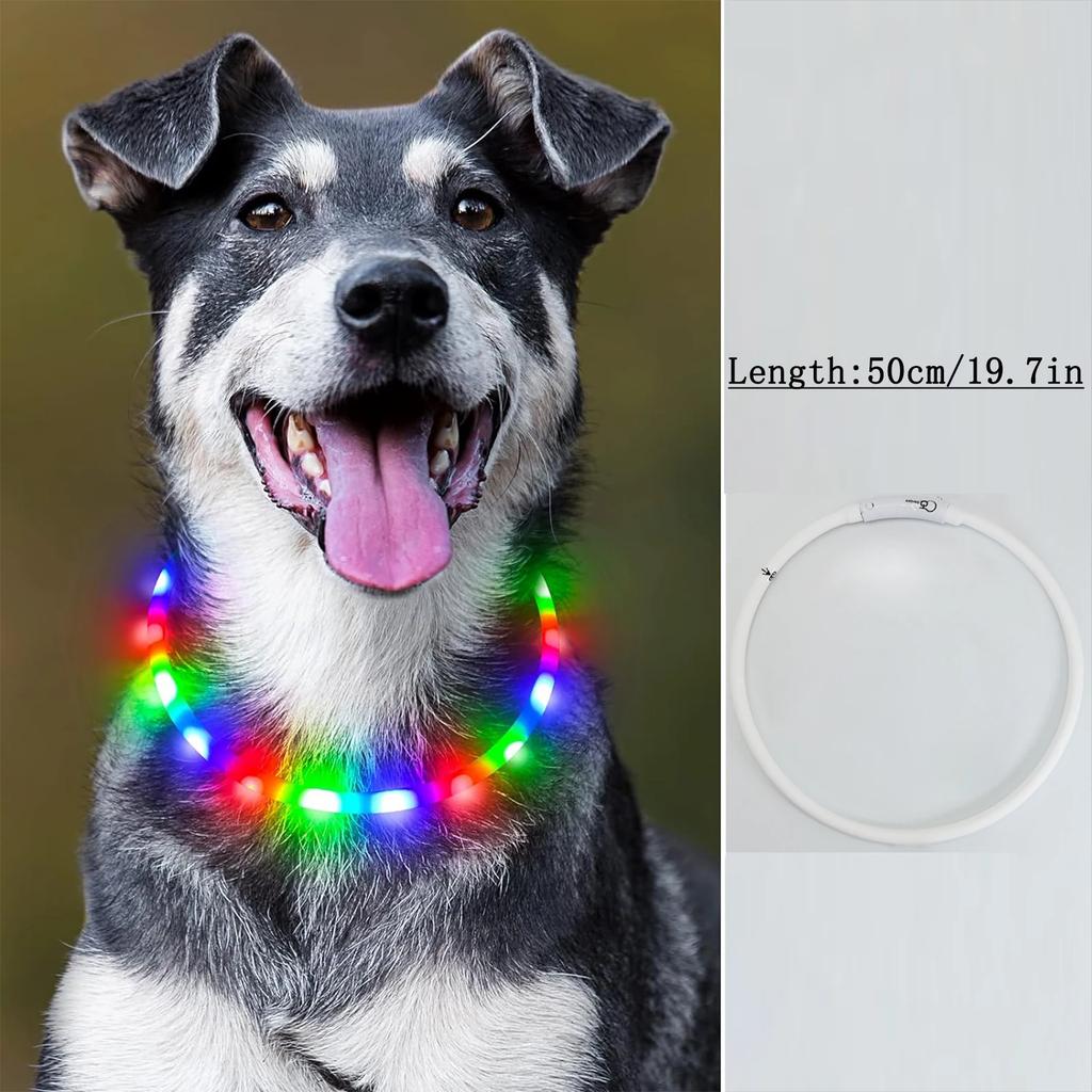 4 Modes Dog Luminou Charge Collar Led Usb Cat Silicone Colorful Collars Cuttable Night Glow Pet Loss Prevention Dogs Accessories