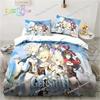 Genshin Impact Anime Printed Bedding Set Single Twin Full Queen King Size Bed Set Adult Kid Bedroom Bedding Gift