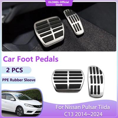 Car Foot Pedals For Nissan Pulsar Tiida C13 2014~2024 2015 High Quality Accelerator Non-slip Fuel Brake No Drilling Alloy Covers