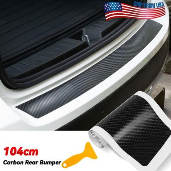 Car Rear Bumper Sill Plate Trim Strip Cover Scratch Protector Carbon Fiber 104cm
