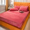 WOSTAR Vintervarmt fløyelslaken elastisk madrasstrekk mykt korallfleece sengetøy for par luksus dobbeltseng king size