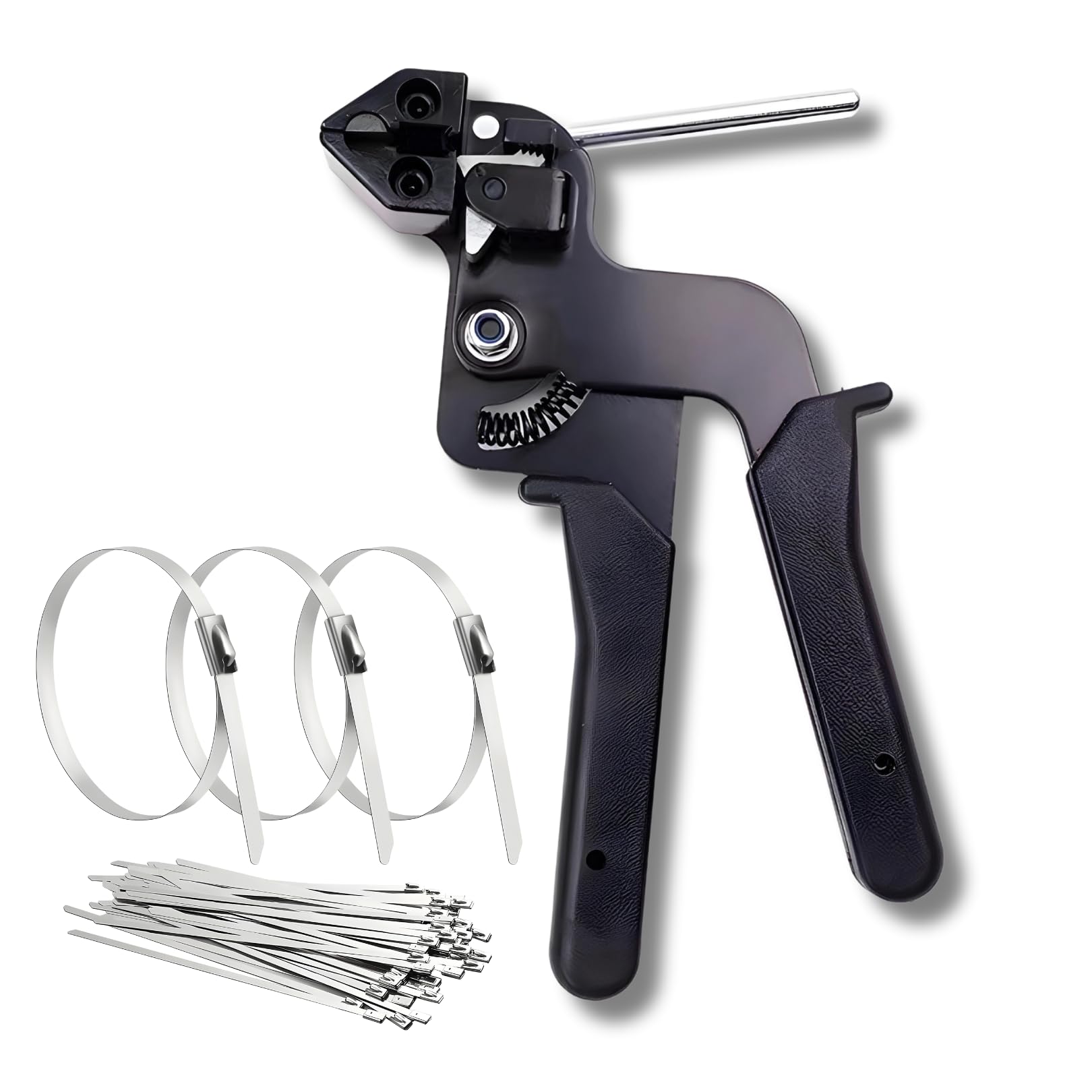 

Stainless Steel Cable Tie Gun, Tightens and Cuts Cable Ties, One-Handed Operation, Fits 4.5-12mm Cable Ties, Wiring Repair, Metal Ties