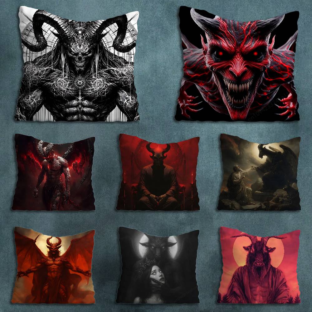 Fear Art Dark Devil Satan Various Sizes Square Pillow Case For Car Home Bedchamber Decor Birthday Gift