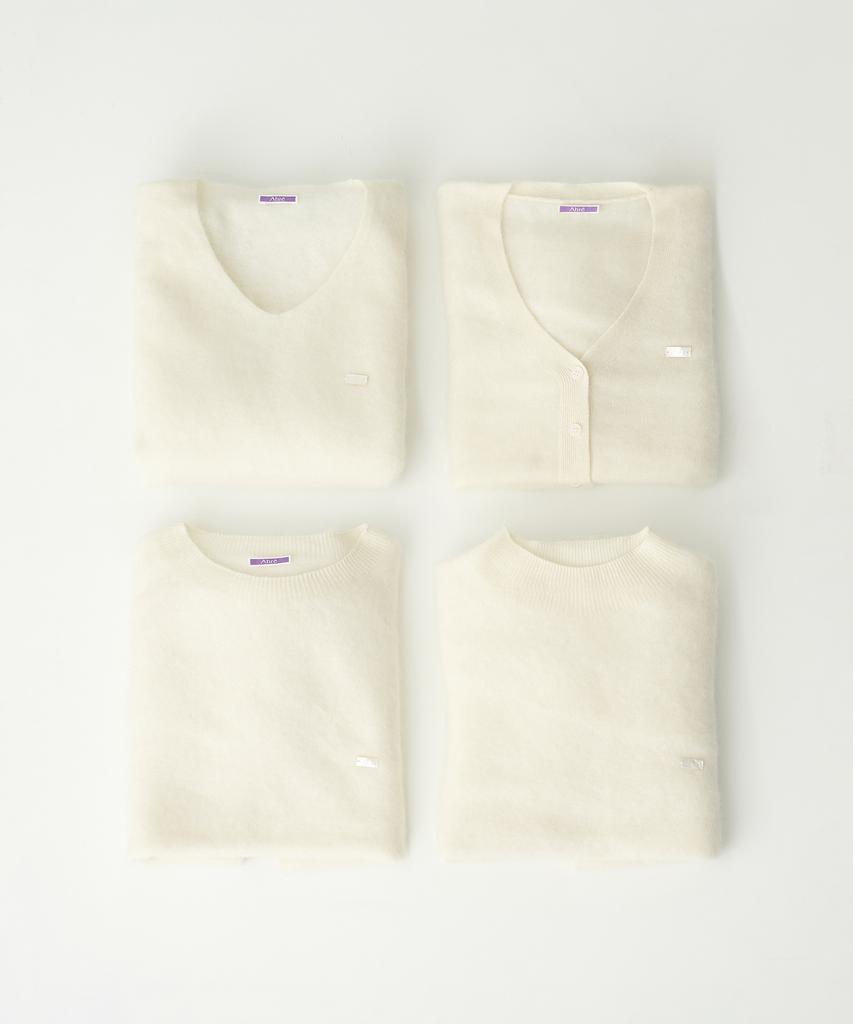 Aheule [Set] Noelle Wholegarment Cashmere Wool V-Neck Knit Cardigan Set (B Type)