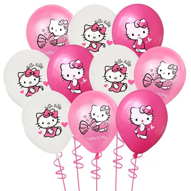 

Мультяшная тема Hello Kitty, украшения для дня рождения, кавайные латексные шары с кошкой KT, шары в виде животных, детский душ, детские игрушки, подарки 12pcs&12INCH