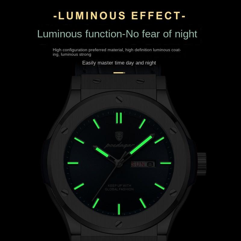 Topmarke Herrenmodeuhr Wasserdicht Leuchtend Luxus Neu Quarz Doppeltes Kalenderuhr