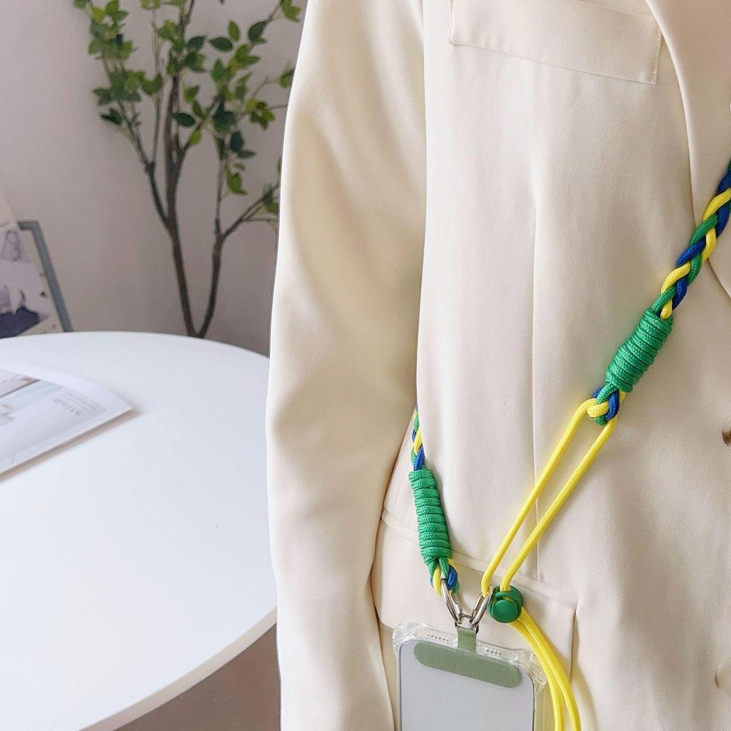 Adjustable Colorful Braided Cross-Body Lanyard with Knot for Phone or Water Bottle