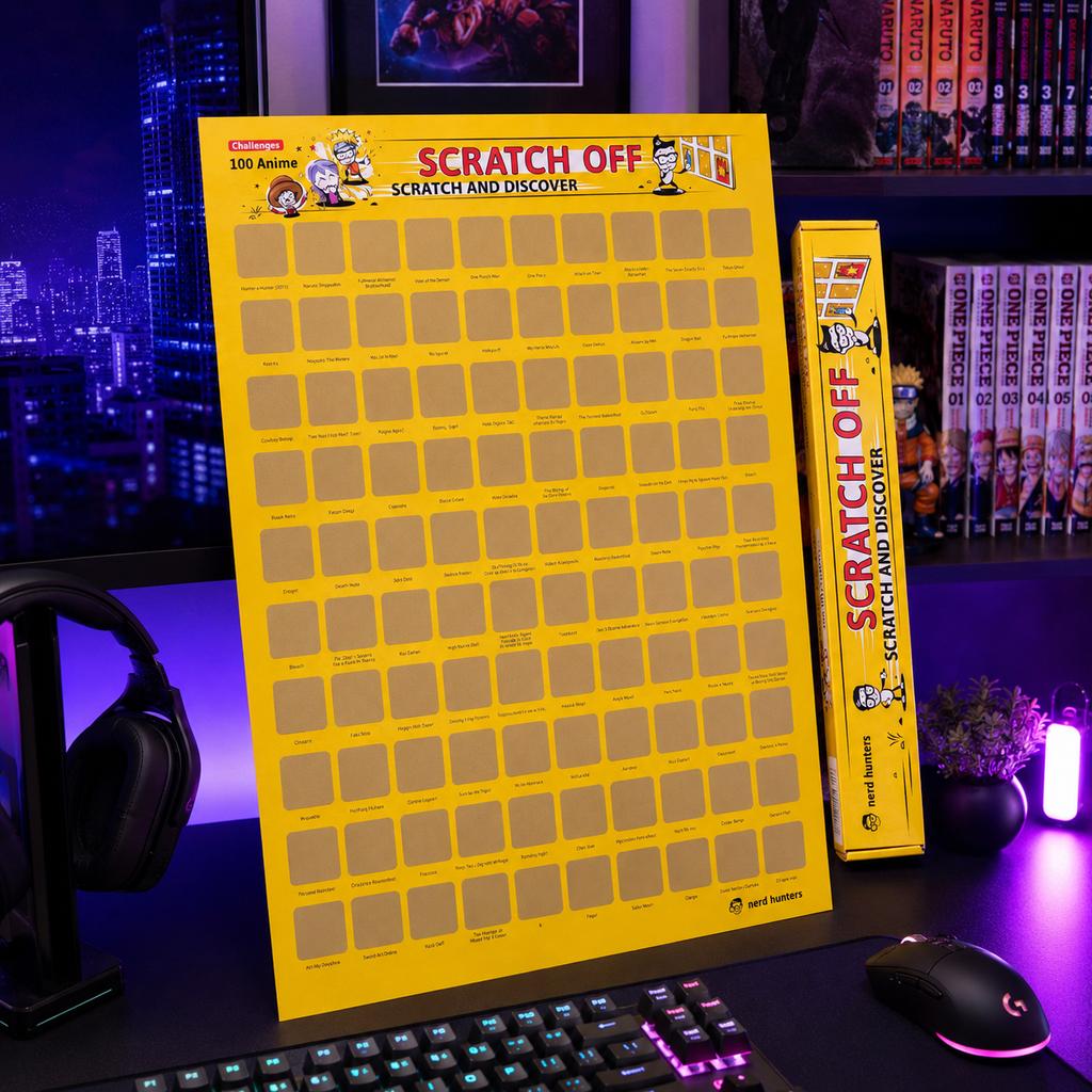 Scratch Off 100 Anime - Plakat Zdrapka Z 100 Kultowymi Anime A2