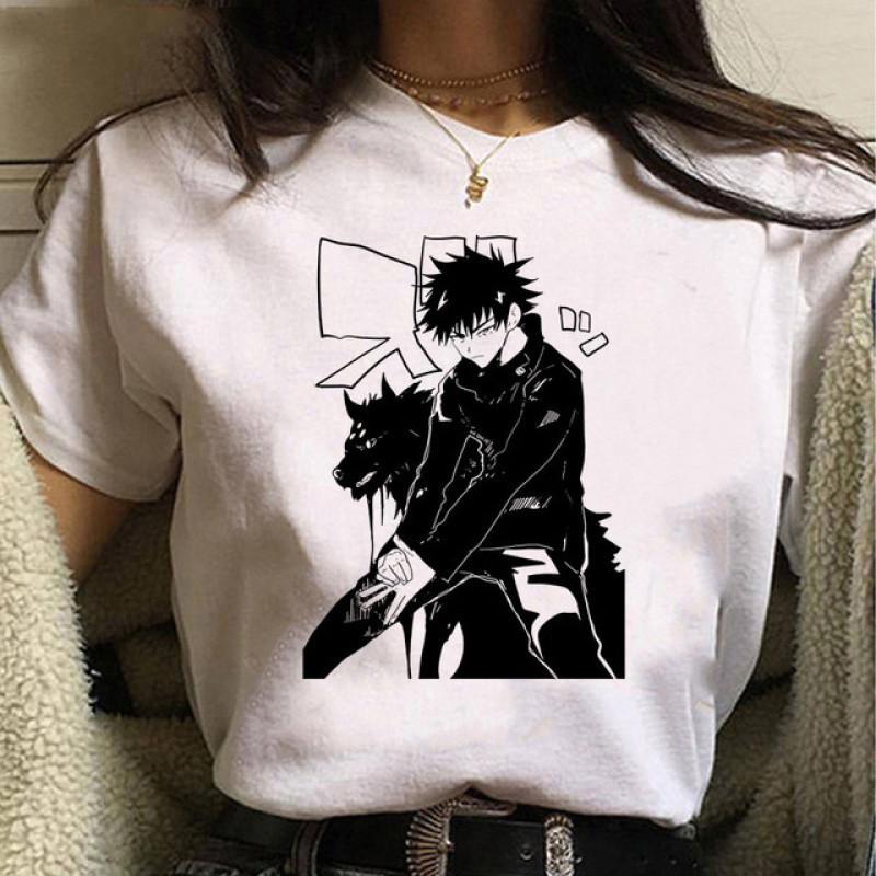 Goth Kläder Gojo Grafisk T-shirt Anime Jujutsu Kaisen Rolig Sommar T-shirt för Kvinnor Japanska T-shirts Tecknad Kvinno T-shirts