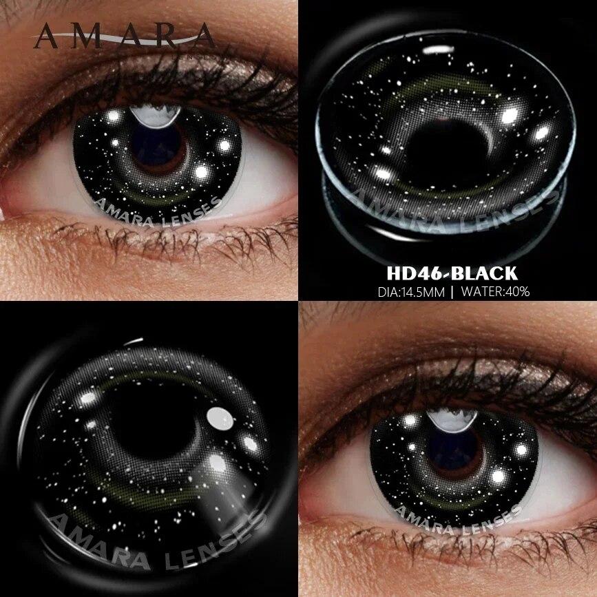 AMARA Cosplay Farbkontaktlinsen für Augen, Anime-Augenlinse, 1 Paar, weiße schwarze Linsen, Kontaktlinsen, kosmetische Farblinsenaugen