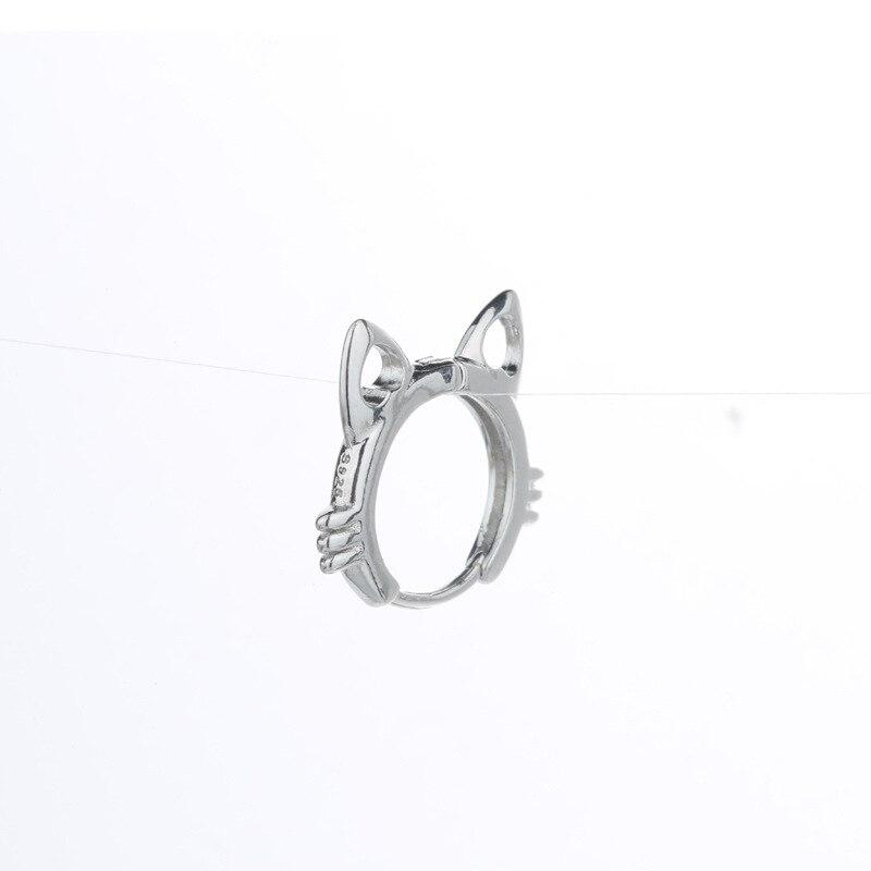 925 Sterling Silver Cute Cat Earrings For Women Girl Personality Hollow Ear Buckle Earring Summer Jewelry